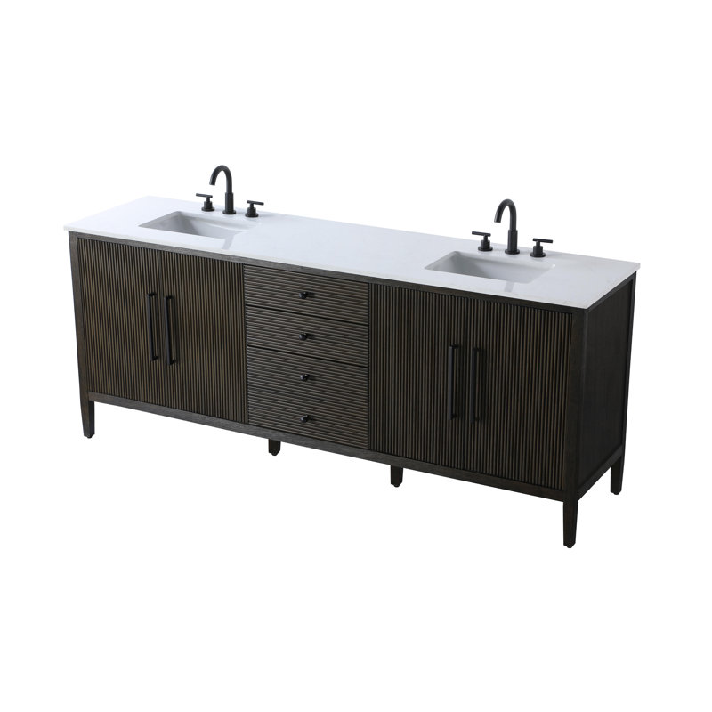 Meuble-lavabo double 84 po, Chêne chocolat