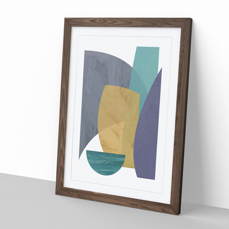Abstract Forms - Picture Frame Graphic Art, 48cm H x 36cm W x 2cm D, Walnut