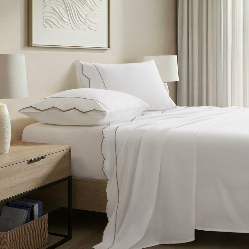 Ensemble de draps 100% coton 4 pièces Brielle, Grand lit, Linen