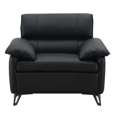 Chaise Eilene, cuir fleur noir