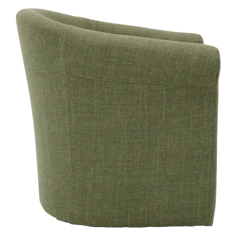 Anstett 30.5" Wide Polyester Swivel Barrel Chair, Green Polyester Blend