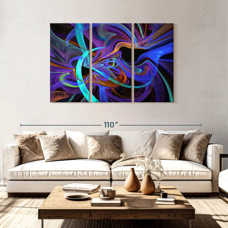 Avery Neon Vortex Abstract, 48" H x 74" W