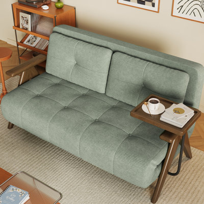 Canapé-lit pliant convertible de 53 po, fauteuil-lit 3 en 1 avec plateau latéral amovible et dossier réglable