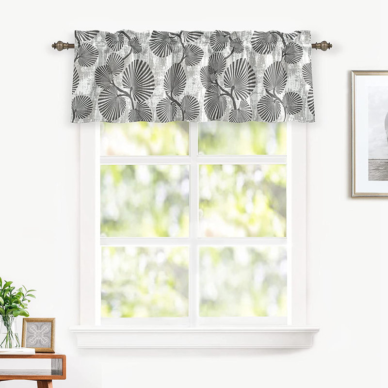 Luca Floral Tailored Window Valance, Gray