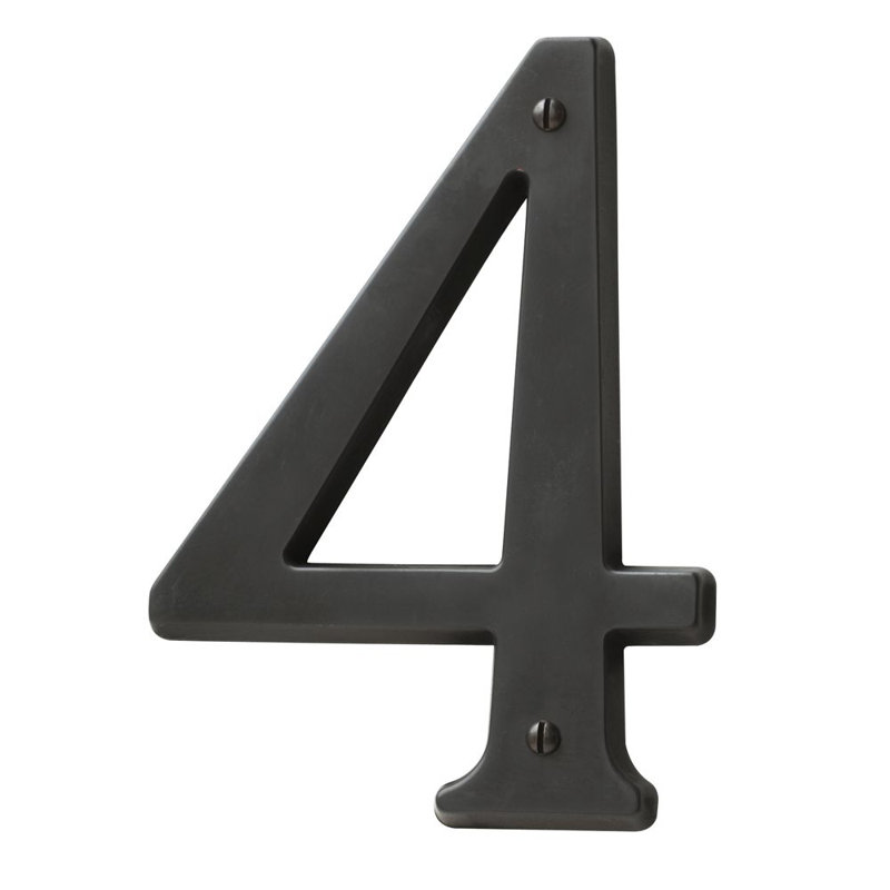 4.75" H Brass House Number, Bronze Black, 4