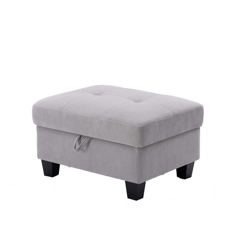 31" Wide Tufted Rectangle Standard Ottoman, Light Gray