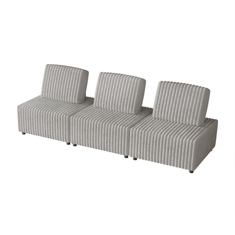 3-Piece Light Grey Velvet Modular Chair Set, Light Gray Velvet