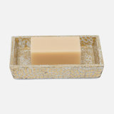 CALLAS, Gold/White, Soap Dish, Rectangular Straight, Lacquered Eggshell.
