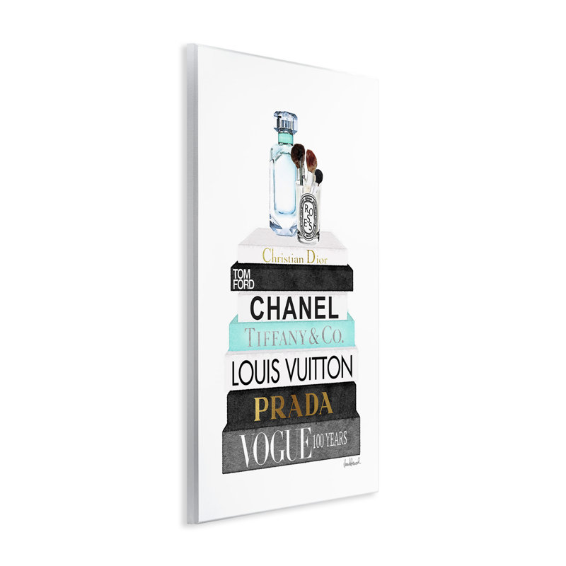 Pile à livres - Brosses à parfums glamour - Publicité sur bois, H 15 po x l 10 po