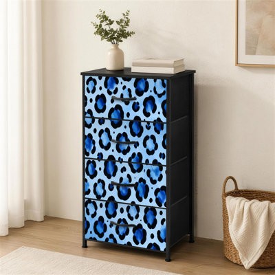 Commode à 4 tiroirs pour chambre à coucher avec léopard bleu abstrait et petite commode pour vêtements avec commode à tiroirs