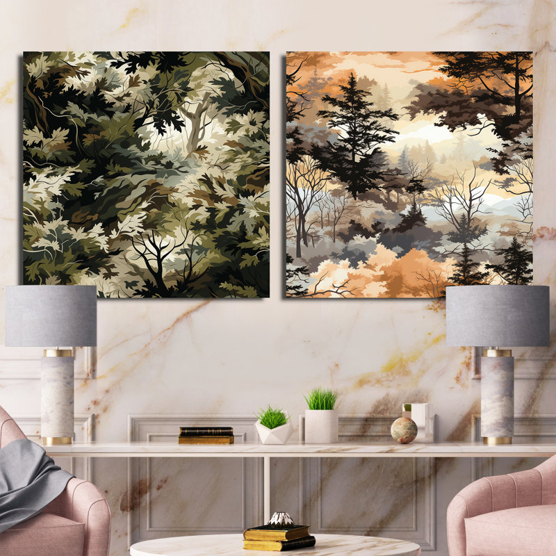 Callison - ensemble de 2 collages carrés en forêt, H 30 po x l 61 po, Toile tendue