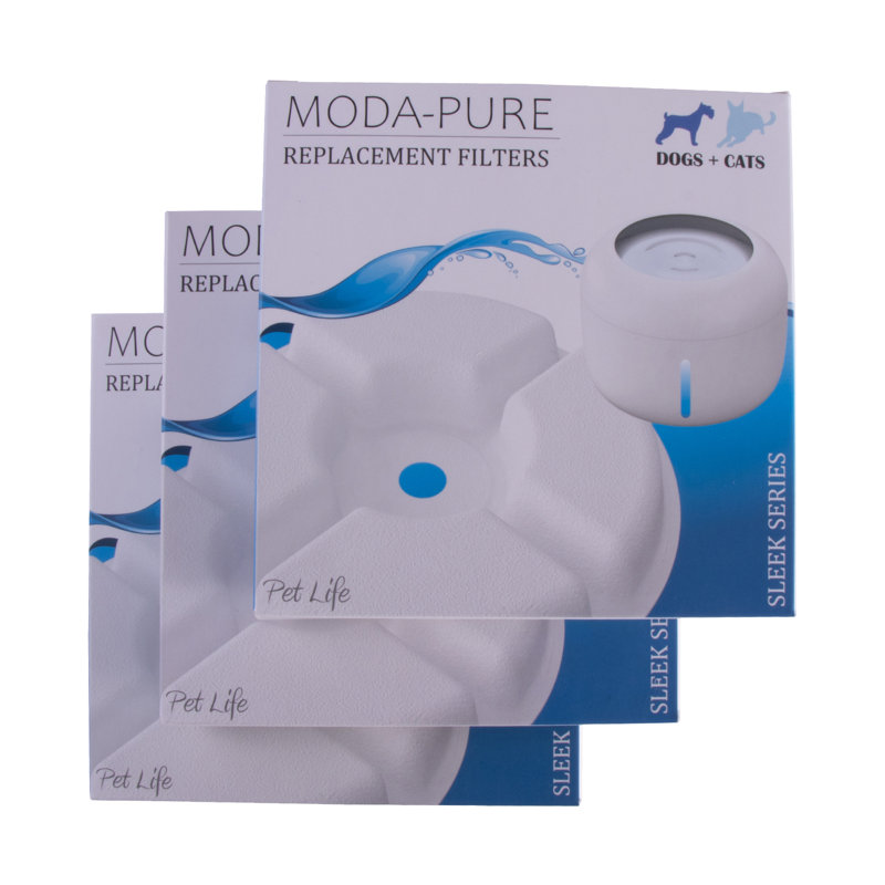Fontaine filtrée pour chien et chat «Moda-Pure» Pet Life - Filtres de remplacement - paquet de 3