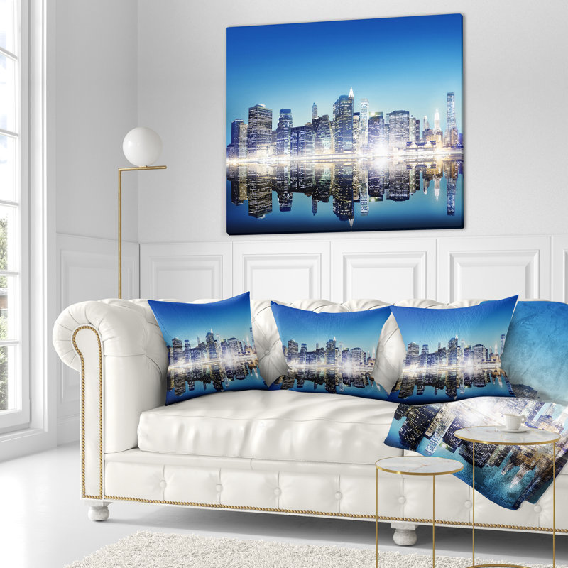 Oreiller cityscape skyscraper new york city, 16 po x 1 po, Coussin décoratif