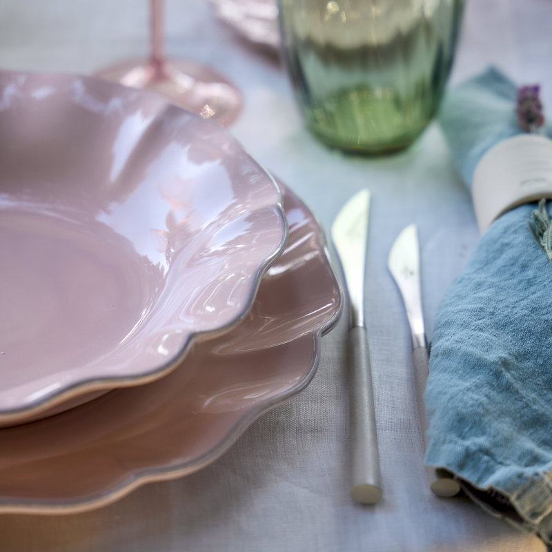 23 oz Rosa Assiette à pâtes en grès faite à la main