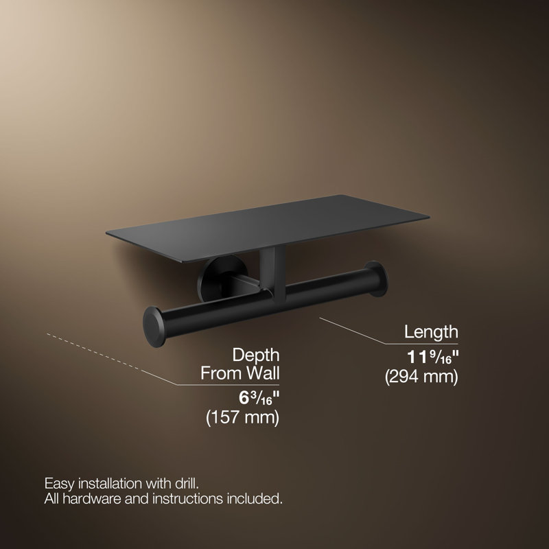 Components™ Covered Double Toilet Tissue Holder, Matte Black