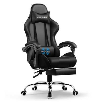 LUCKRACER Adjustable Reclining Ergonomic Swiveling PC & Racing Game Chair with Footrest