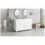 Ensemble de meuble-lavabo blanc 60 po avec lavabo double en résine, ensemble de meuble-lavabo autoportant avec 3 tiroirs à fermeture douce, 4 portes avec tablettes à double couche, pieds en bois massif, pour la salle de bain