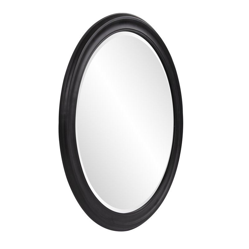 Meayki Solid Wood Frame Round Wall Mirror, Black