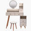 Meuble-lavabo de chambre à coucher, coiffeuse avec tabouret rembourré et miroir DEL-123300713