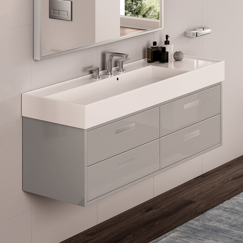 Aquaotto 48'' L Bathroom Sink, 0 Hole