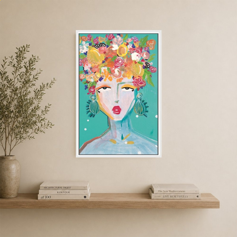 "Floral Lady Turquoise" par Nola James - Impression sur toile