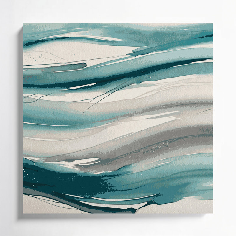 Toile horizontale rayée sarcelle gris clair et gris clair, H 8 po x l 8 po