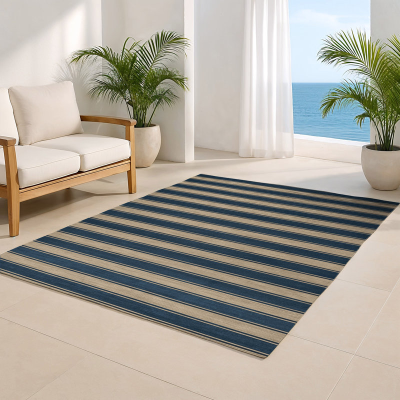 Tapis intérieur / extérieur gris HorizontalStripes, Rectangulaire 2 pi x 3 pi