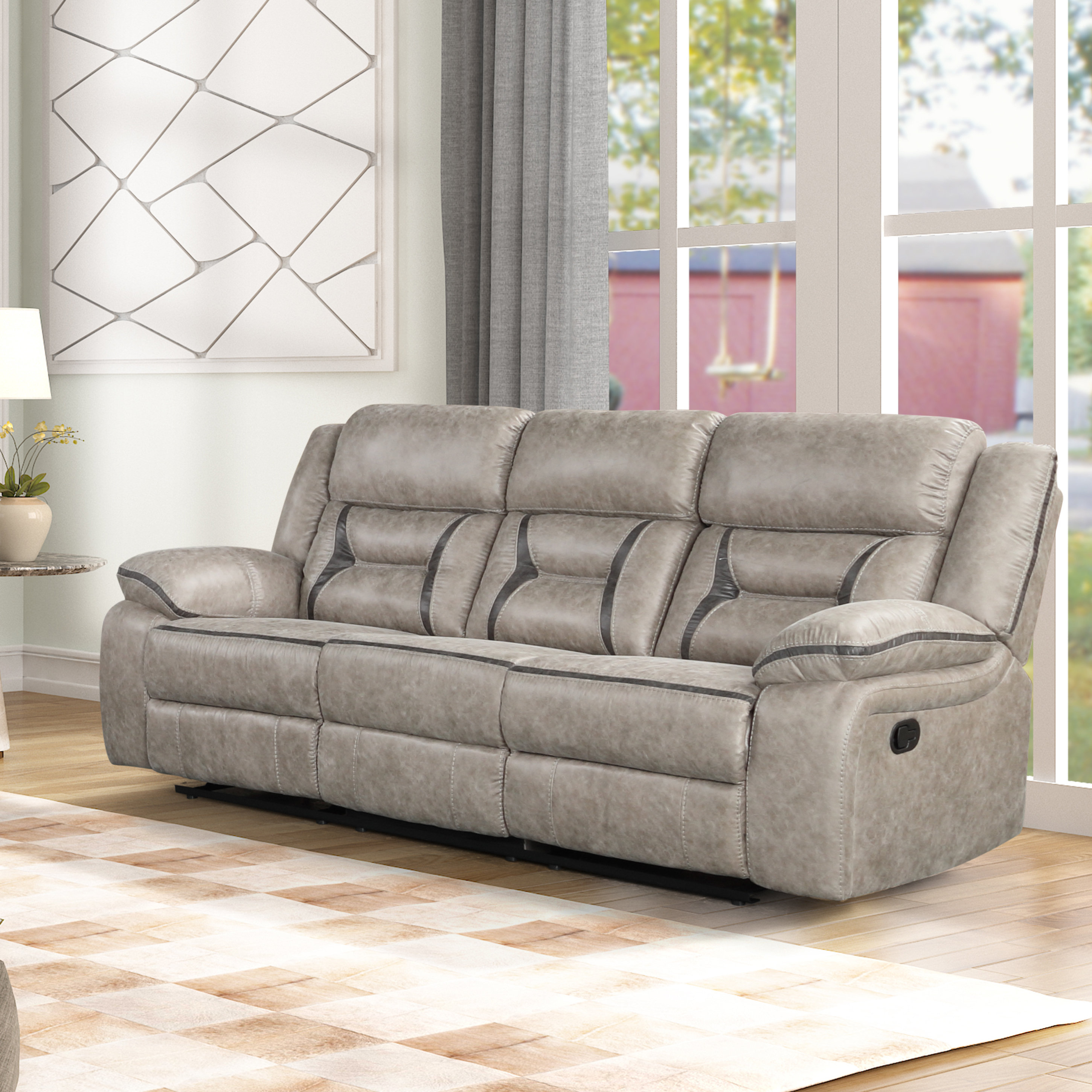 Red Barrel Studio® Wallart 88" Pillow Top Arm Reclining Sofa & Reviews ...