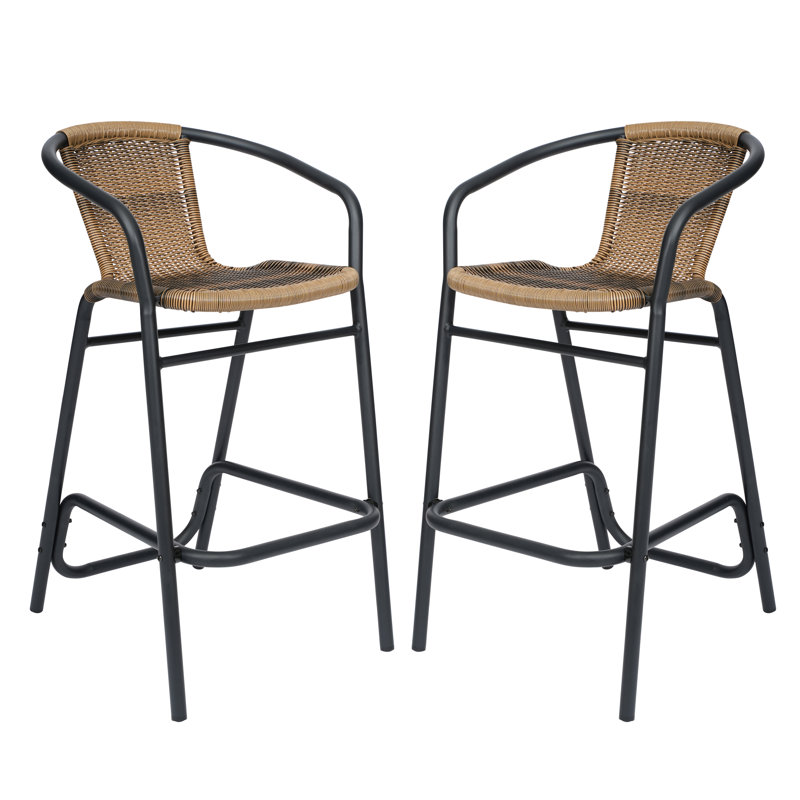 Tabouret de bar en rotin Nannie, Brun