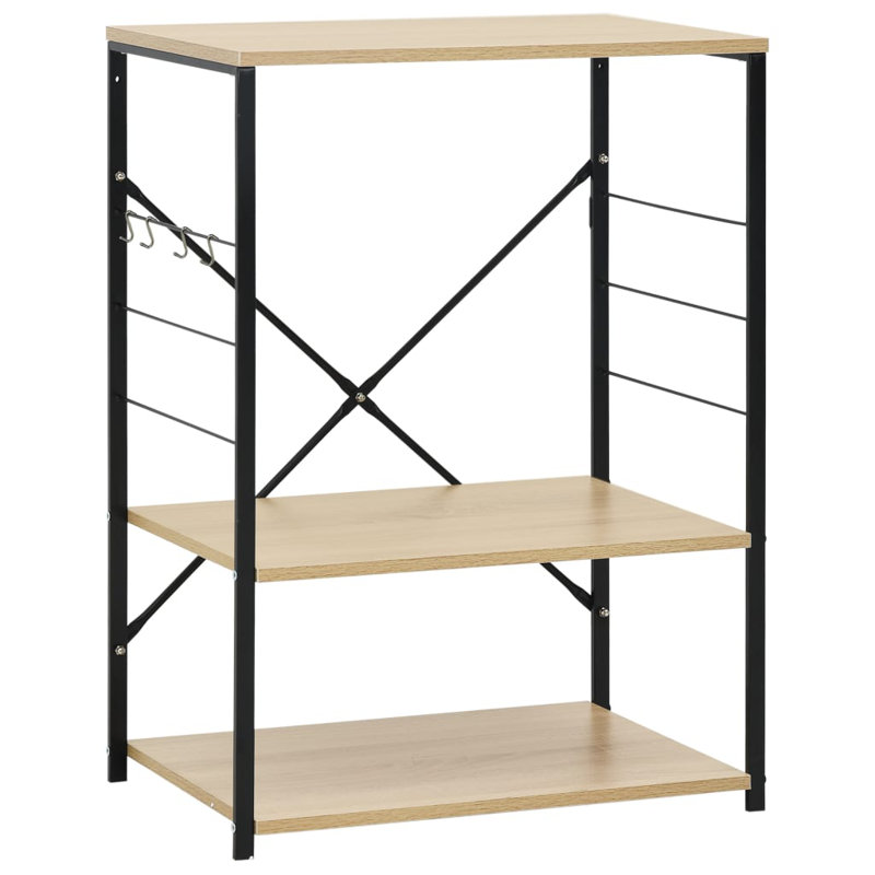 Microwave Cabinet Engineered Wood, Black/Oak