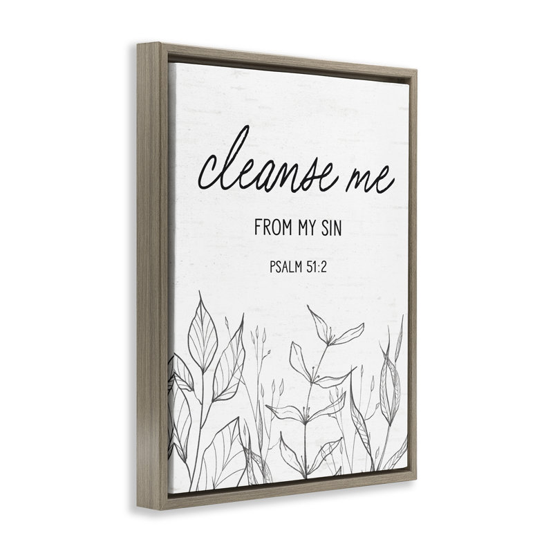 Cadre flottant «Cleanse Me From Sin», design par lettré et doublé, H 31 po x l 25 po, Cadre flottant orme Montalcino