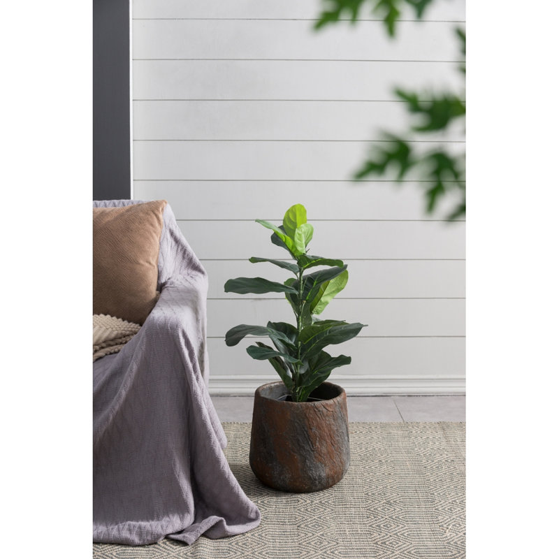 Petit pot de fleurs d'intérieur en ciment 12,6 x 12,6 x 11,8 po