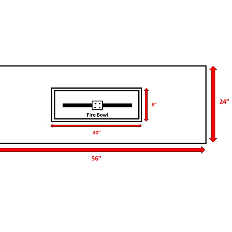Table rectangulaire pour foyer d'extérieur au propane fabriquée à partir de béton renforcé de fibres, 50 000 42 po, pare-flammes en verre, sans assemblage, avec terrasse en béton avec 60 000 56 po, cour arrière trempée