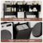 Comptoir de laveuse-sécheuse avec tablette, piédestal avec armoire de rangement, organisateur de salle de lavage avec panier à linge inclinable, comptoir en bois multi-couches avec bordure, conception anti-basculement