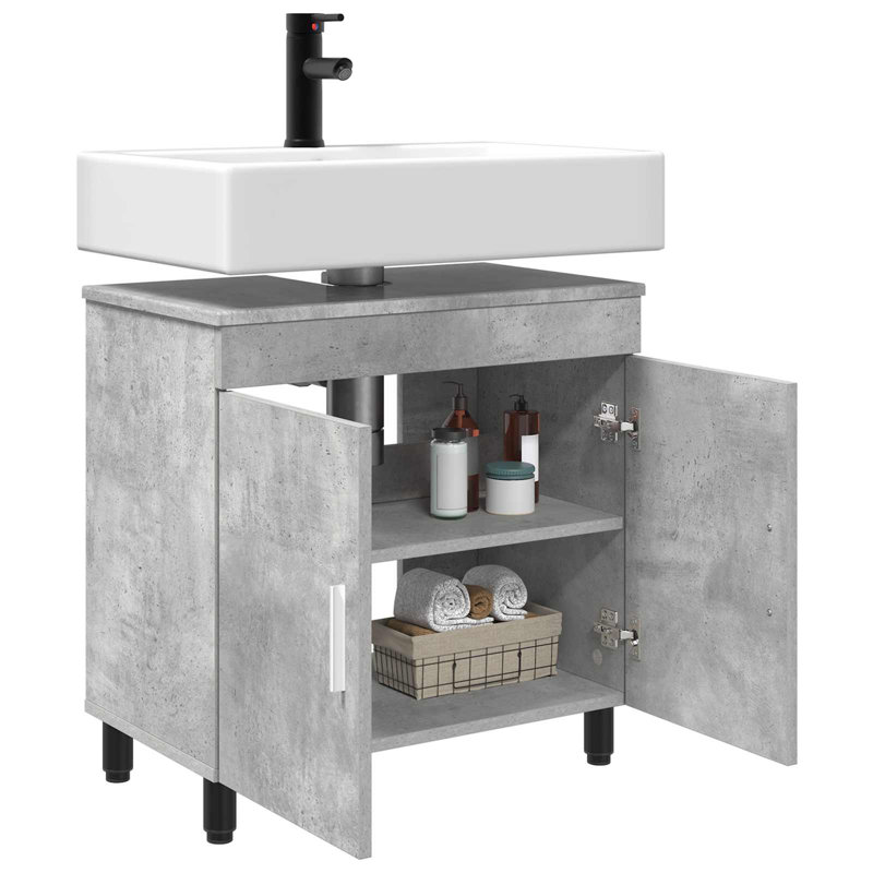 60cm Bathroom Vanity Base Only, Concrete Grey