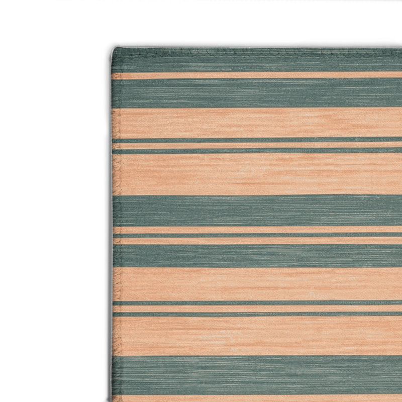 Tapis intérieur / extérieur brun HorizontalStripes, Rectangulaire 8 pi x 10 pi