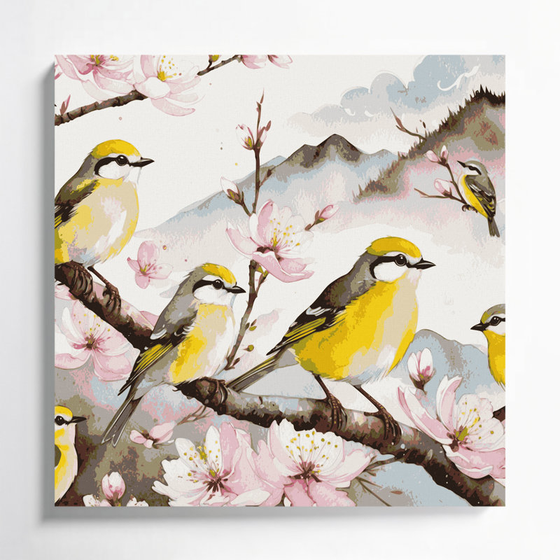 Oiseaux japonais, H 8 po x l 8 po
