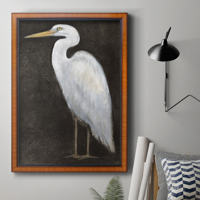 White Heron Portrait II, toile encadrée de qualité supérieure - prête à être accrochée, H 20 po x l 16 po x P 2,5 po