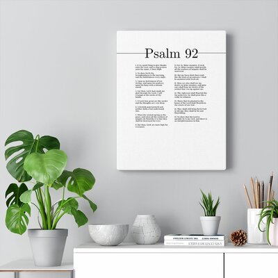 Give Thanks Unto The Lord Psalm 92 Christian Wall Art Bible Verse Print Ready to Hang -  Trinx, 7AB61B0B595B44DA9547B9D6E064CFF1