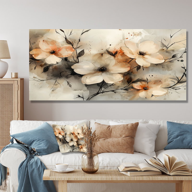 Jabir - Floral Wall Art, H 28 po x l 60 po, Toile tendue, Ne s’applique pas