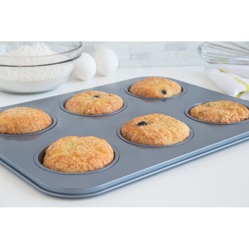 Fox Run Brands Non-Stick 6 Cup Large Shallow Muffin Pan