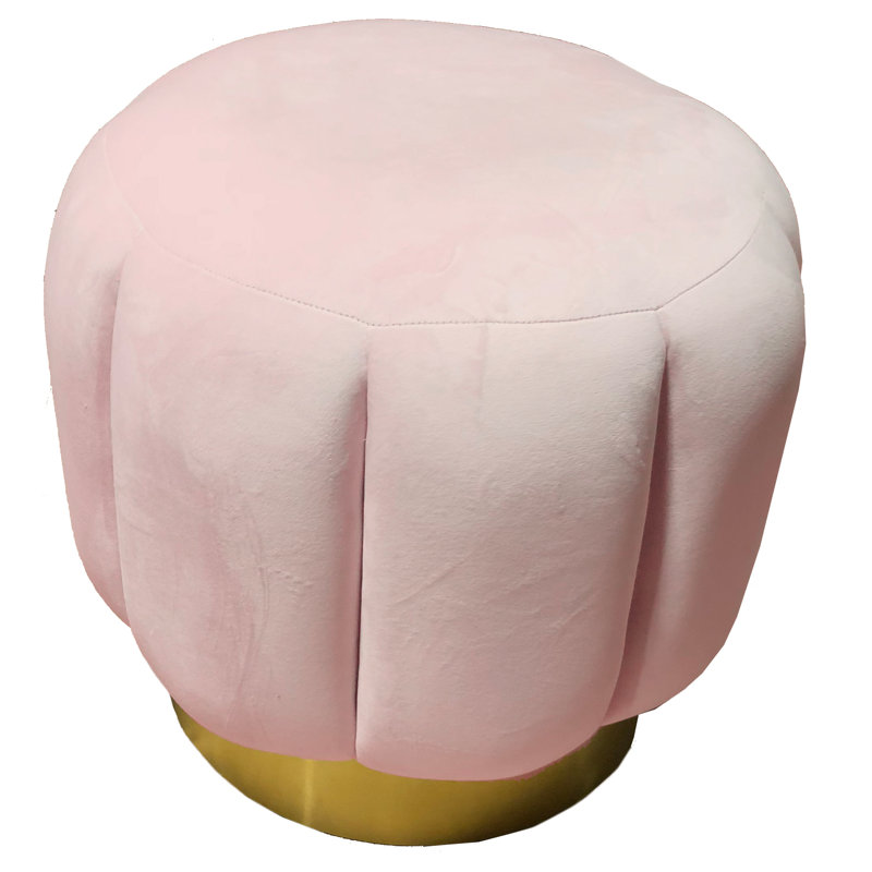 Maxine Round Ottoman, Light Pink Velvet