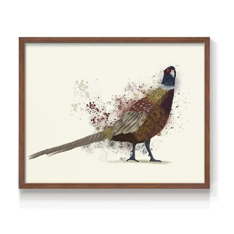 Pheasant Splash 2 -Framed Print - Restickable, 8" H x 10" W, Walnut