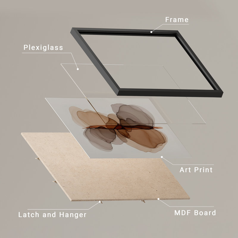 Reproduction d'art encadrée abstraite pour décoration intérieure moderne, H 11 po x l 14 po, Noir