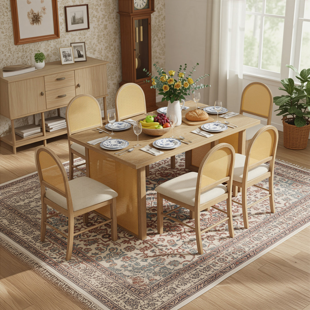 Bay Isle Home™ 7-Piece Farmhouse Dining Table Set for 6 Person | Wayfair