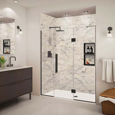 Transolid Elizabeth 69-in W x 76-in H Hinged Shower Door with Clear Glass