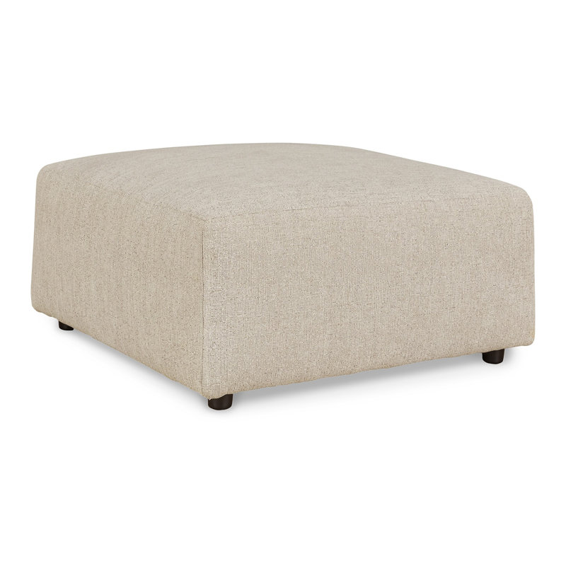 Felo Square Accent Ottoman, 39 Inch,  Polyester Cushioned, Beige