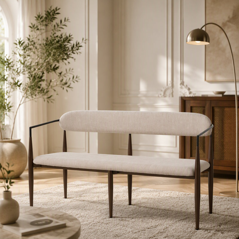 Sofa deux places en métal ;, Brown