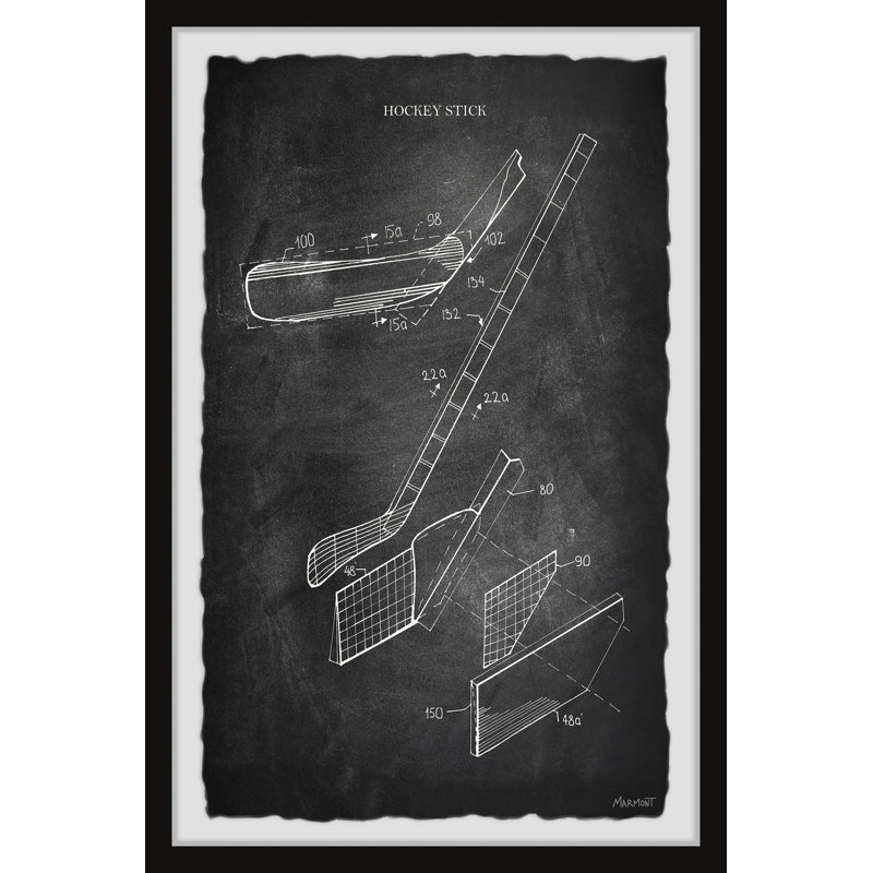 «Hockey Stick Blueprint II», reproduction sur papier encadrée, H 45 po x l 30 po x P 1,5 po