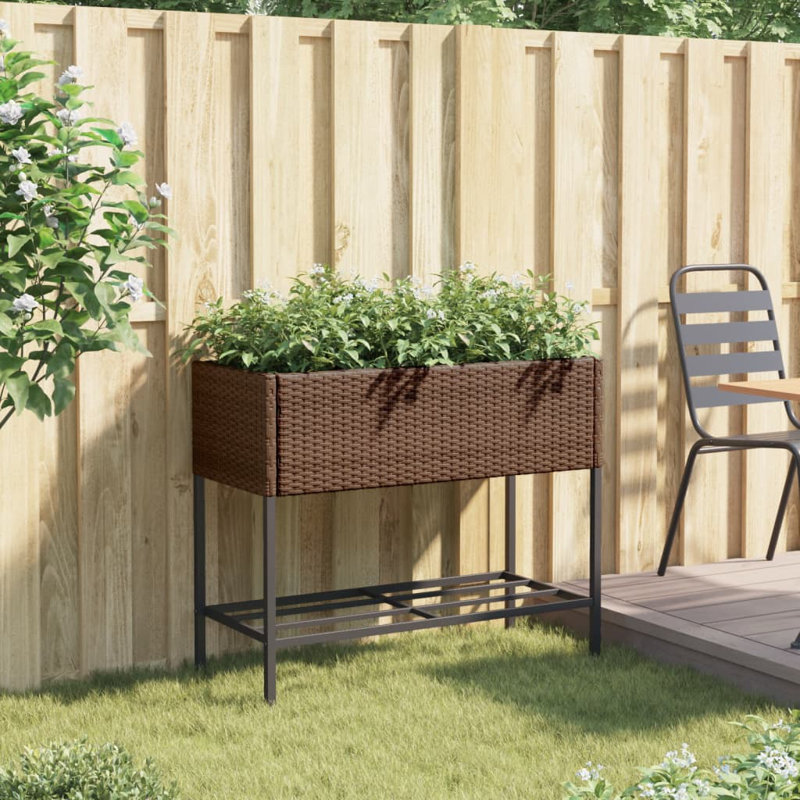 Celep Metal Elevated Planter, Brown, 75cm H x 90cm W x 40cm D